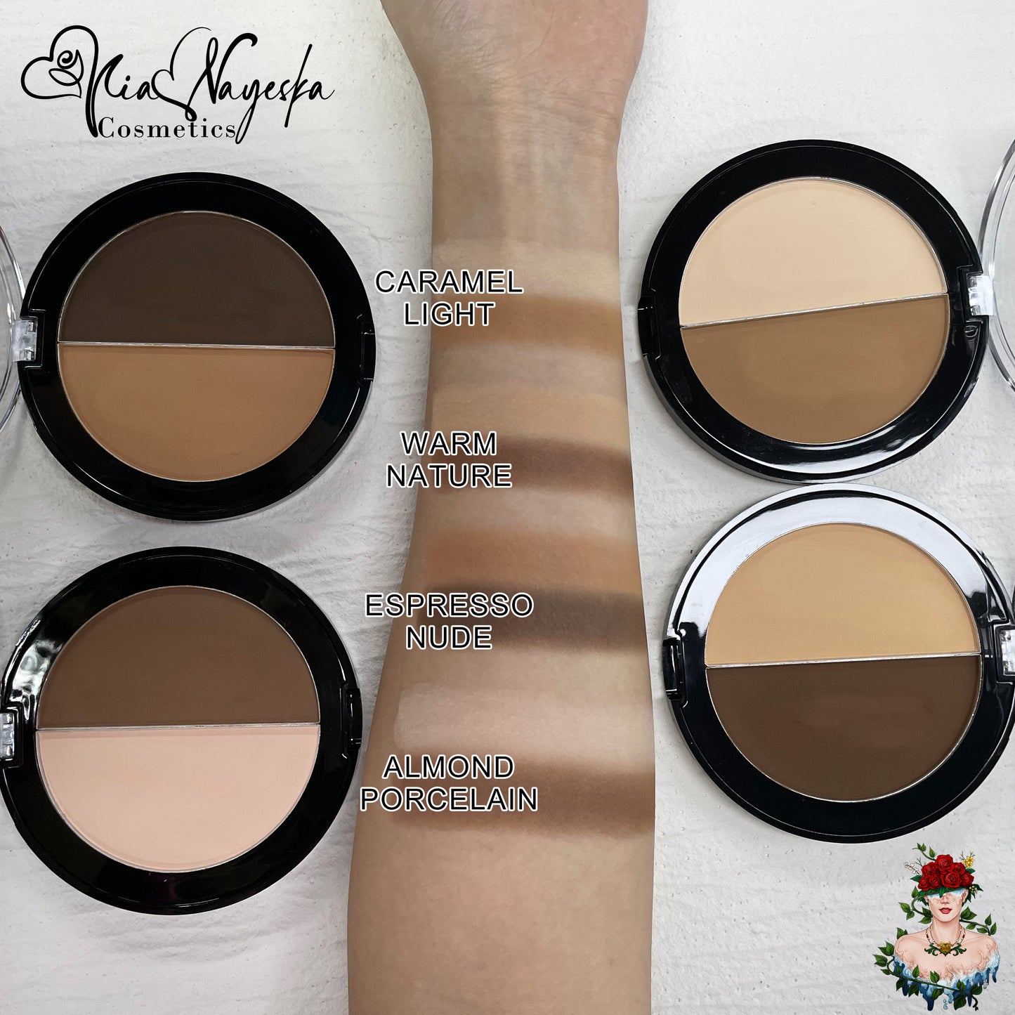 Perfectly Polished: Mia Nayeska Dual-Tone Face Powder – Customizable Coverage & Radiant Contour