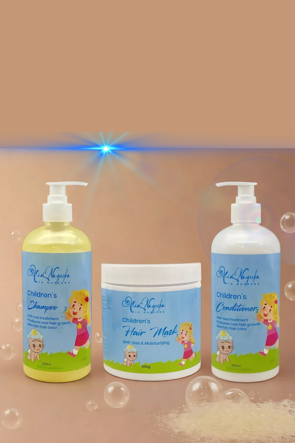 Little Stars Set: Mia Nayeska Gentle Hair Care Trio – Clean, Soft & Happy Hair for Children