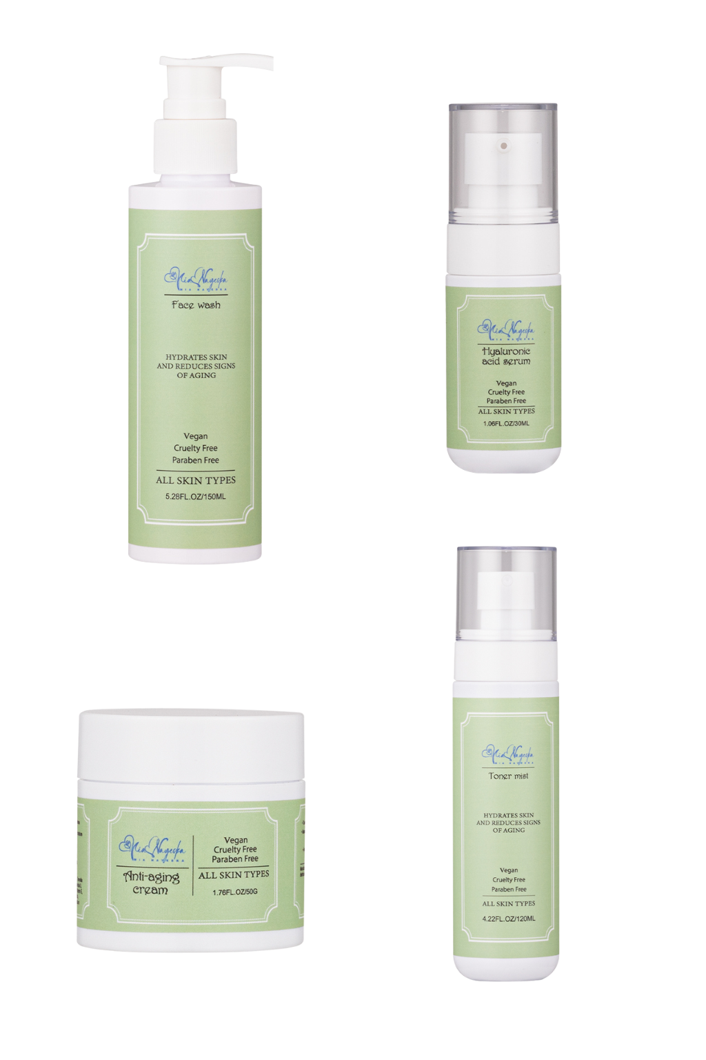 Mia Nayeska Set: Anti-Aging, Vegan Skincare for All Skin TypesSkin Care Set